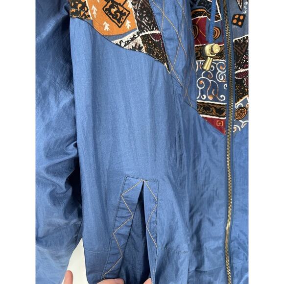 Rivers Edge Sport Vintage Jacket Womens Large Retro Blue Patchwork Quilted Zip - Picture 8 of 14